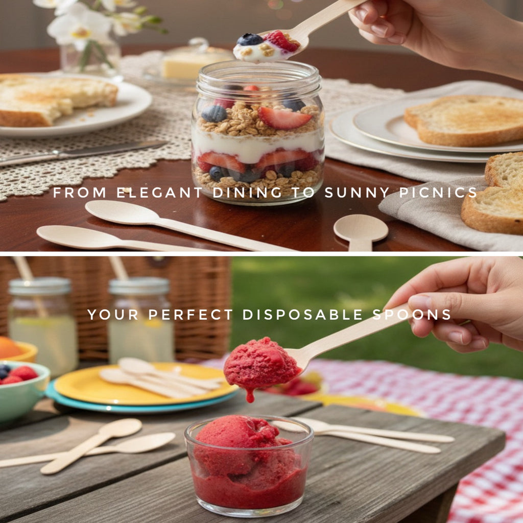 Forestroot Disposable Wooden Spoons, 120 Pcs – Eco-Friendly Biodegradable Compostable Wooden Cutlery, Smooth & Splinter-Free Utensils for Parties, Picnics, Weddings & Catering