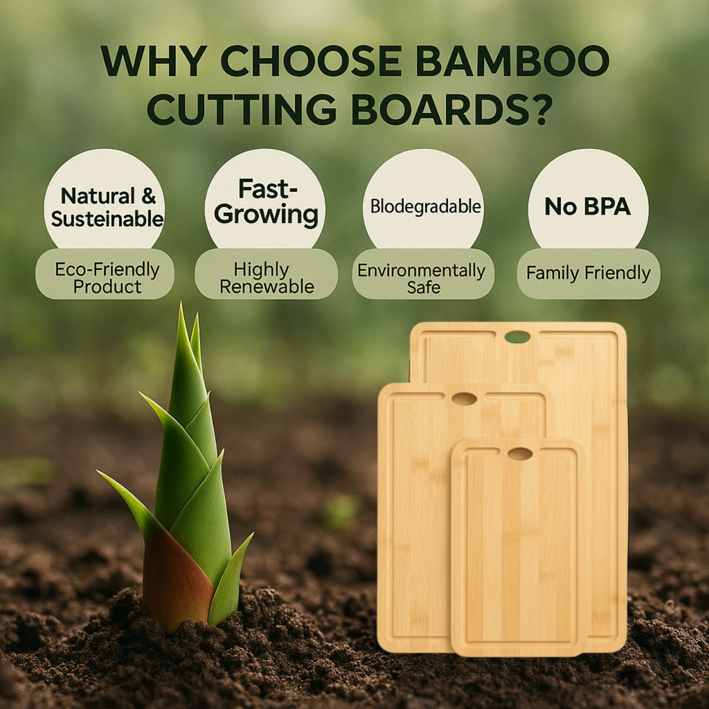 Forestroot Bamboo Cutting Board Set – 3-Piece Natural Bamboo Boards with Deep Juice Grooves & Hanging Holes, Eco-Friendly Wooden Cutting Boards for Kitchen, Perfect for Chopping Meat, Bread & Fruits