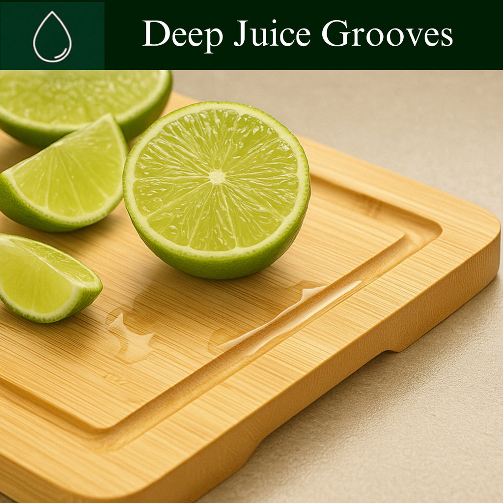 Forestroot Bamboo Cutting Board Set – 3-Piece Wooden Kitchen Boards for Meal Prep & Serving – Durable Bamboo with Deep Juice Groove & Side Handles – Great for Meat, Vegetables & Charcuterie