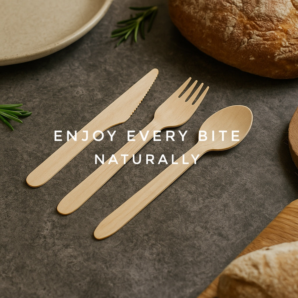 Forestroot Wooden Cutlery Set, 300 Pcs (120 Forks, 90 Spoons, 90 Knives) Eco-Friendly Disposable Wooden Utensils, Plastic-Free Compostable Party Cutlery, Sturdy & Smooth for Events, Picnics & Catering