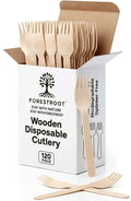 Forestroot Disposable Wooden Forks, 120 Pcs – Eco-Friendly Biodegradable Compostable Wooden Cutlery, Smooth & Splinter-Free Utensils for Parties, Picnics, Weddings, Camping & Catering