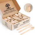 Forestroot Wooden Cutlery Set, 300 Pcs (120 Forks, 90 Spoons, 90 Knives) Eco-Friendly Disposable Wooden Utensils, Plastic-Free Compostable Party Cutlery, Sturdy & Smooth for Events, Picnics & Catering