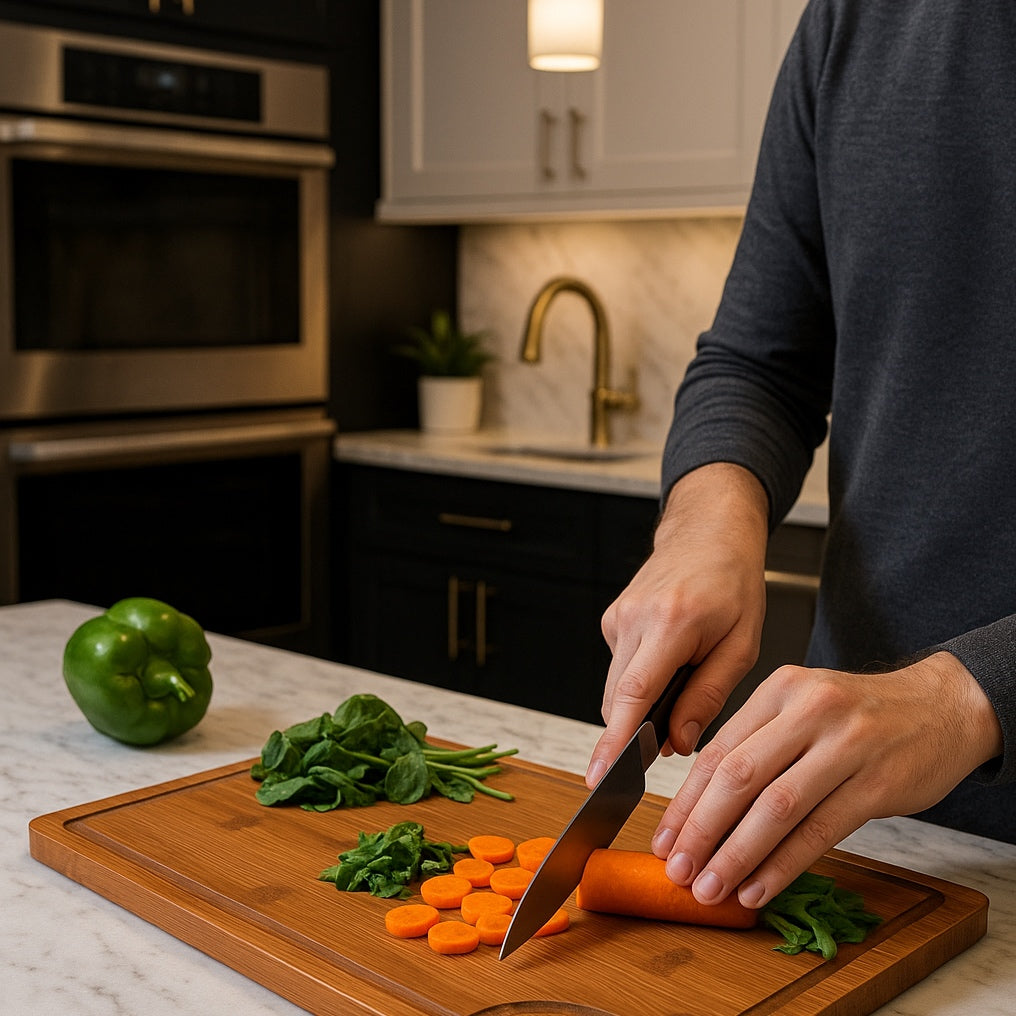 Forestroot Bamboo Cutting Board Set – 3-Piece Wooden Kitchen Boards for Meal Prep & Serving – Durable Bamboo with Deep Juice Groove & Side Handles – Great for Meat, Vegetables & Charcuterie(Brown)