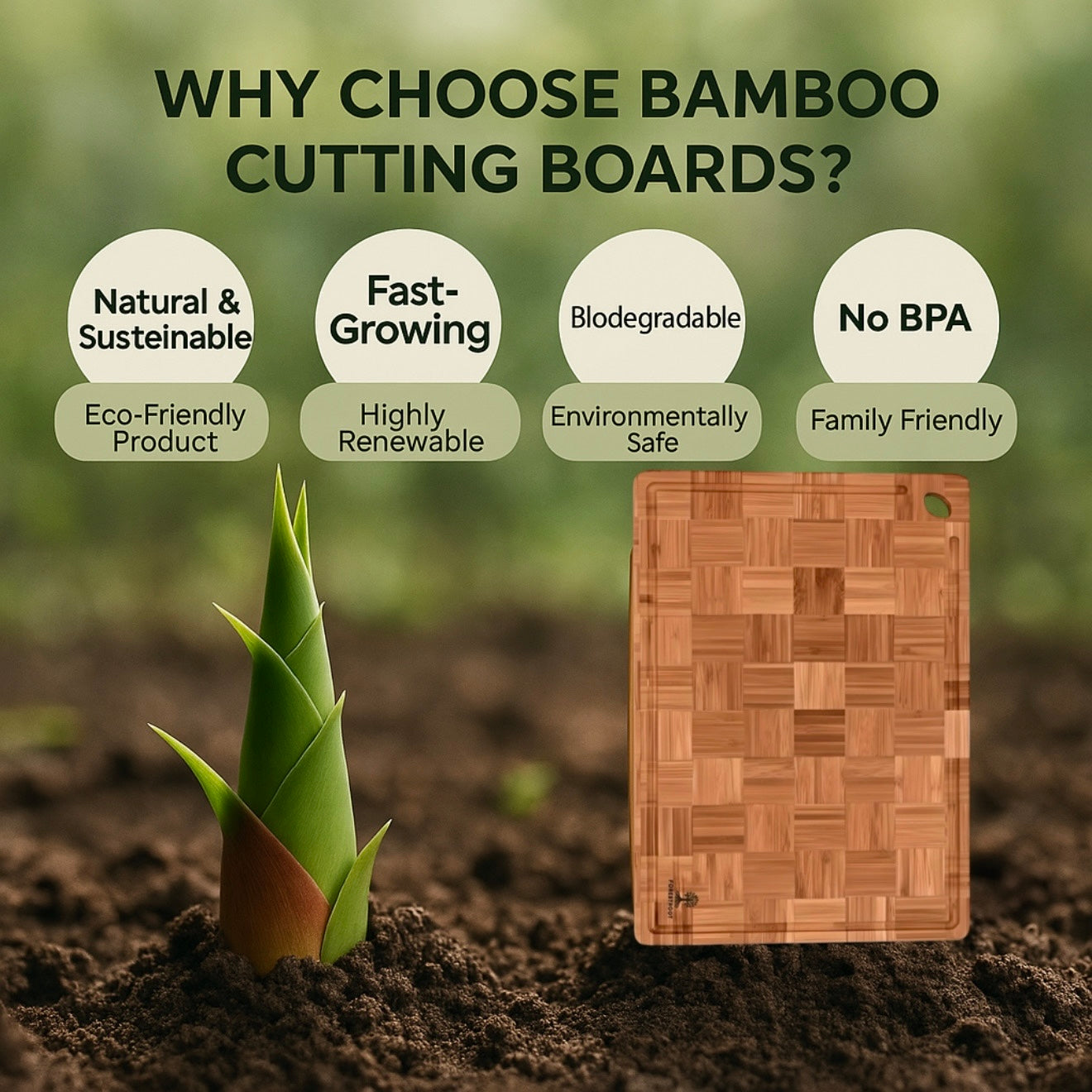 Forestroot Premium Bamboo Cutting Board-15x10 Inch - End Grain Heavy Duty Cutting Board with Juice Groove, Built-In Handle & Hanging Hole, Knife-Safe Chopping Board for Meat, Vegetables & Kitchen Prep