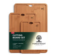 Forestroot Bamboo Cutting Board Set – Durable 3-Piece Carbonized Brown Bamboo Boards with Deep Juice Grooves & Hanging Holes, Eco-Friendly Wooden Cutting Boards for Meat, Vegetables & Fruits