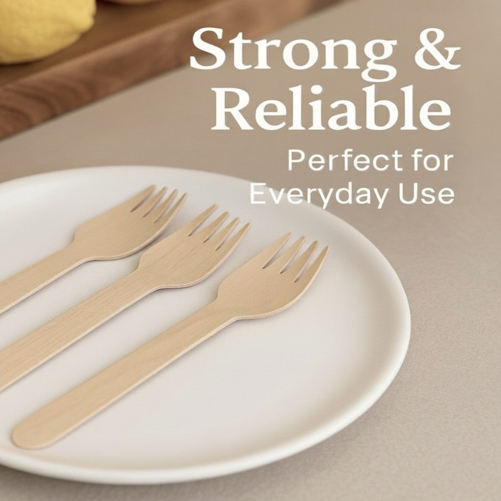 Forestroot Disposable Wooden Forks, 120 Pcs – Eco-Friendly Biodegradable Compostable Wooden Cutlery, Smooth & Splinter-Free Utensils for Parties, Picnics, Weddings, Camping & Catering