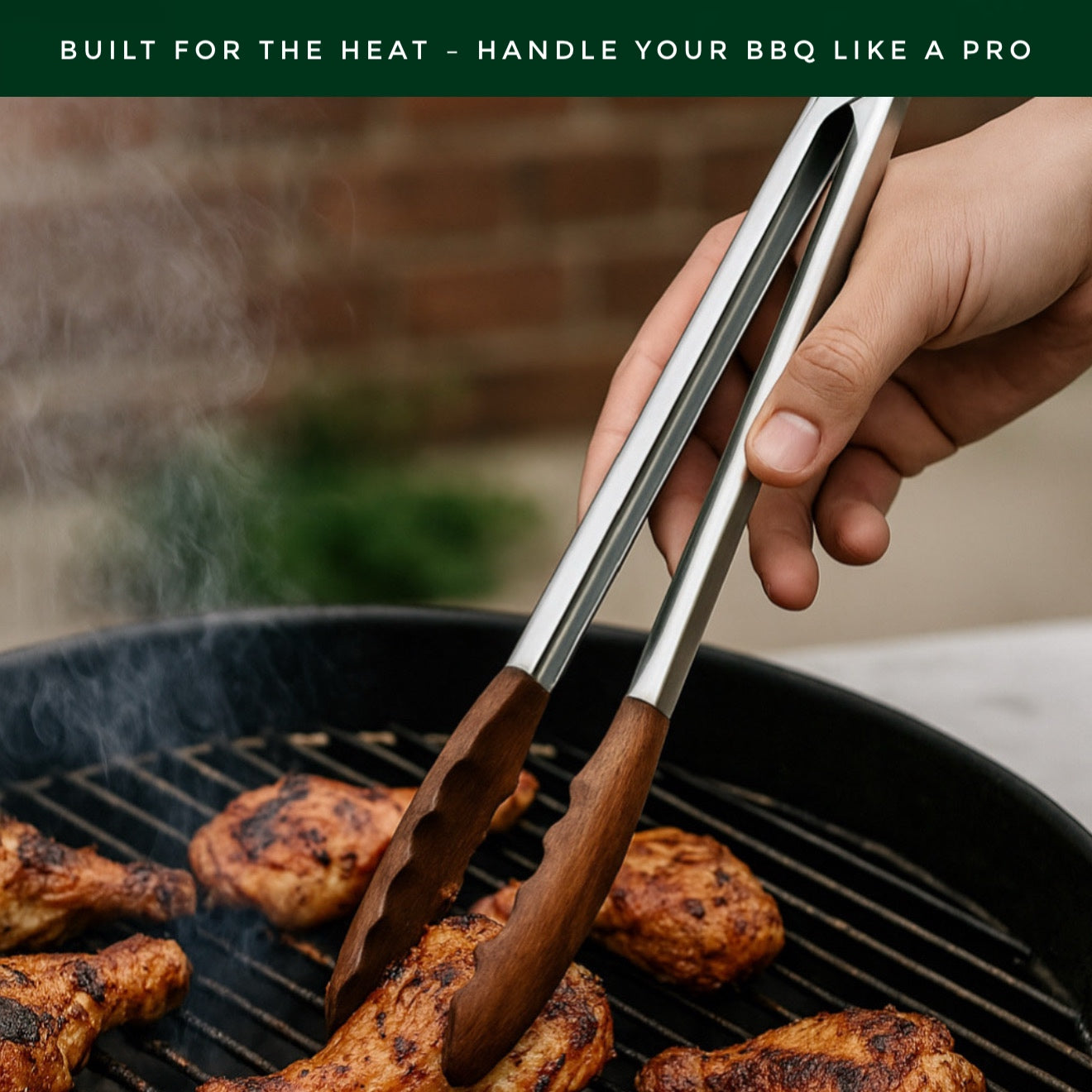 Forestroot Walnut Wood Kitchen Tongs – 12-Inch Nonstick-Safe Wooden Salad & Grill Tongs for Cooking, Serving, BBQ, and Tossing Salad – Durable Stainless Steel Core with Natural Wooden Tips