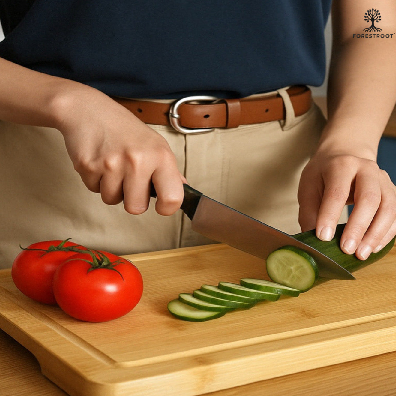 Forestroot Bamboo Cutting Board Set – 3-Piece Wooden Kitchen Boards for Meal Prep & Serving – Durable Bamboo with Deep Juice Groove & Side Handles – Great for Meat, Vegetables & Charcuterie