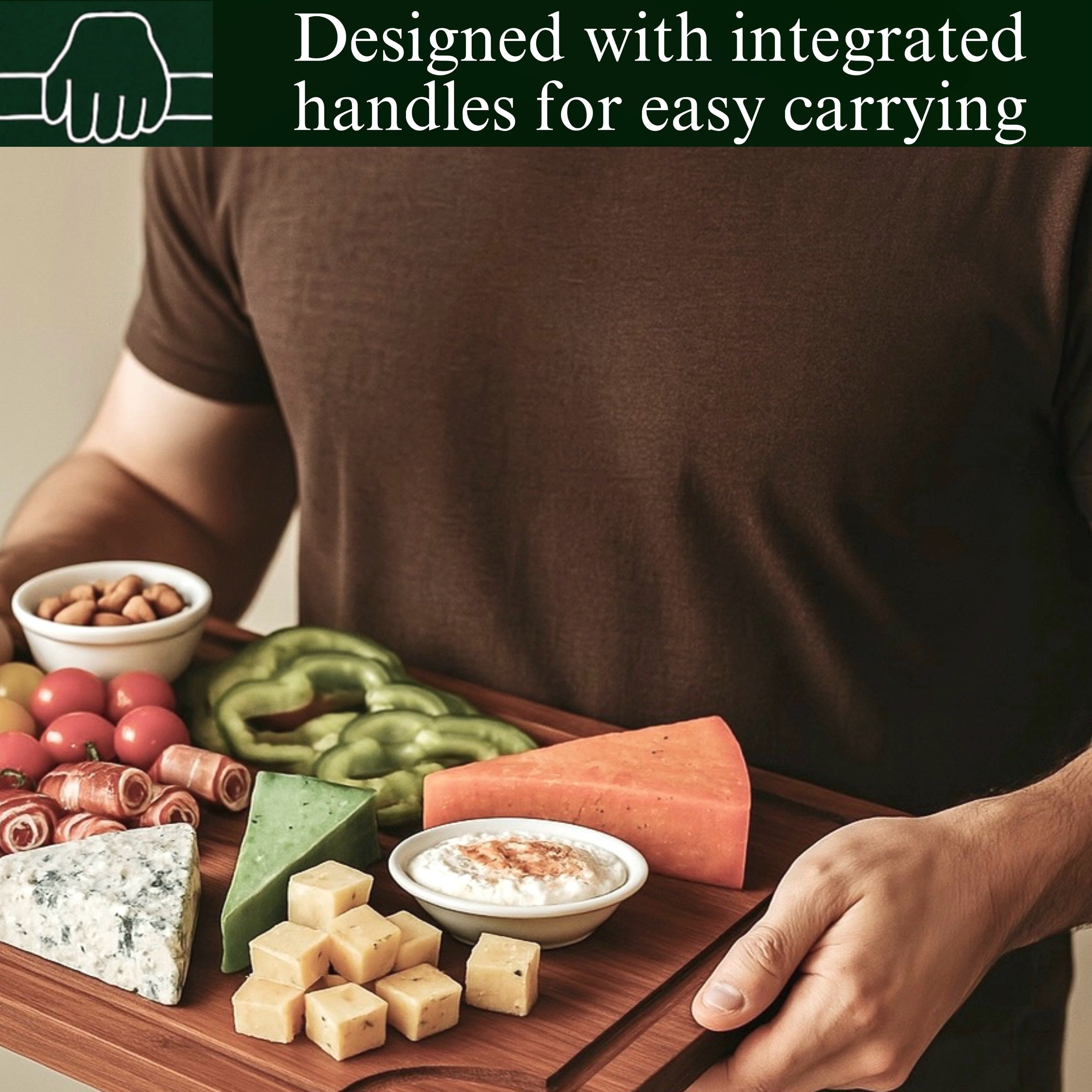 Forestroot Bamboo Cutting Board Set – 3-Piece Wooden Kitchen Boards for Meal Prep & Serving – Durable Bamboo with Deep Juice Groove & Side Handles – Great for Meat, Vegetables & Charcuterie(Brown)