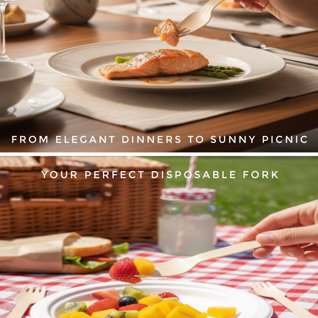 Forestroot Disposable Wooden Forks, 120 Pcs – Eco-Friendly Biodegradable Compostable Wooden Cutlery, Smooth & Splinter-Free Utensils for Parties, Picnics, Weddings, Camping & Catering