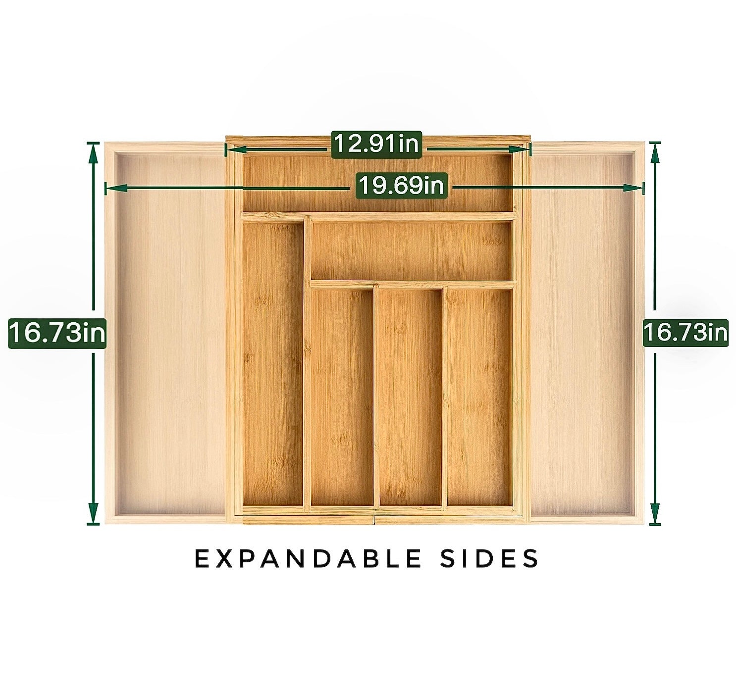 Forestroot Bamboo Drawer Organizer, Expandable 8-Slot Silverware & Utensil Tray for Kitchen Drawers, Fits 13–19.5 Inch Drawers, Deep Compartments, Durable & Eco-Friendly Natural Bamboo