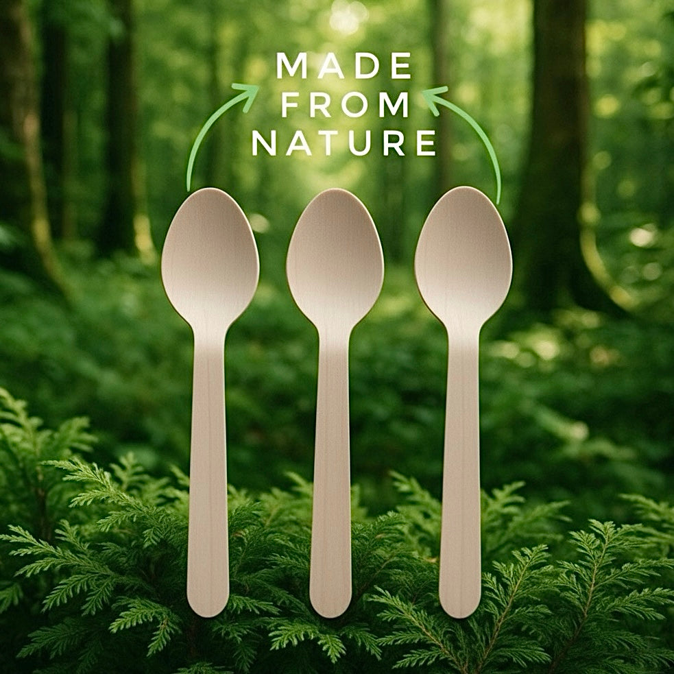 Forestroot Disposable Wooden Spoons, 120 Pcs – Eco-Friendly Biodegradable Compostable Wooden Cutlery, Smooth & Splinter-Free Utensils for Parties, Picnics, Weddings & Catering