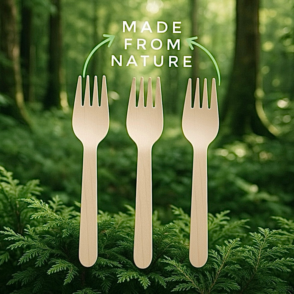 Forestroot Disposable Wooden Forks, 120 Pcs – Eco-Friendly Biodegradable Compostable Wooden Cutlery, Smooth & Splinter-Free Utensils for Parties, Picnics, Weddings, Camping & Catering